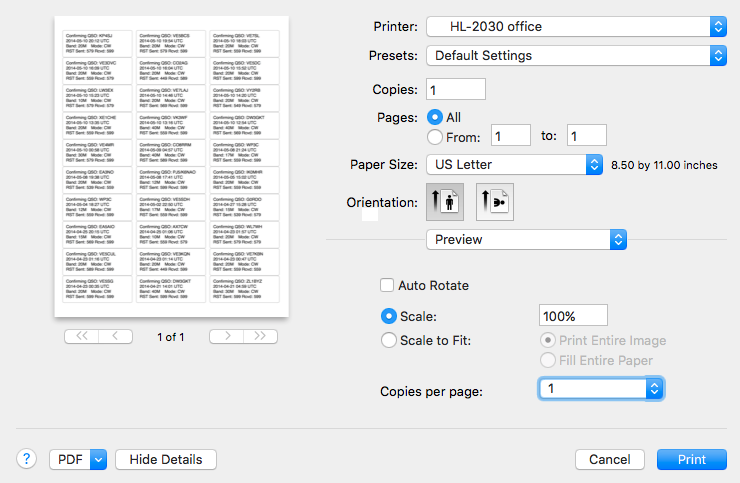 print dialog